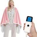 Heated Wearable Shawl, Heated Blanket Electric Throw for Gifts, 33x59 Inch Super Cozy Soft Wearable Blanket with 6 Heating Levels & 5 Timer Settings, Auto Shut Off, Machine Wash (Pink)