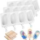 Sakolla Mini Popsicle Silicone Molds, 4 Cavities Homemade Ice Cream Molds with 100 Wooden Sticks for Ice Pop, Cakesicles, Cake Pop (Set of 3, White)