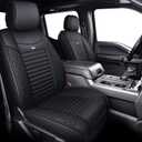 Seat Covers for Ford F150 2009-2025 Truck Pickup Supercrew Cab XLT Lariat King Ranch Platinum Raptor Custom Fit 2017-2025 F250 F350 F450, Waterproof Leather (Full Set, Black)