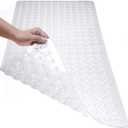 Bath Mat for Tub & Shower, Non Slip Soft Bathmat with Suction Cups & Drain Holes, Machine Washable Bathtub Floor Liner Mats for Bathroom, 35x16 Inch, Clear