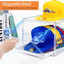 Hat Storage Box for Baseball Cap, Large Clear Hats Organizer Container with Sliding Tray Drawer, Stackable Caps Display Case with Magnetic Door for Closet Holds 8-10 Hats 1Pack
