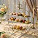 3 Tier Gold Cupcake Stand Crown Carriage Dessert Table Display Stand Tiered Serving Tray Holds Elegant Dessert Holder Pastry Ornaments for Wedding Birthday Party Afternoon Tea Table Decor