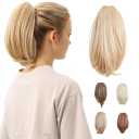 JUVABUN 10" Straight Claw Clip In Ponytail Hair Extensions - Medium Blonde| Synthetic Ponytail Extension | Hair Extensions for Women & Men | Washable, Realistic And Synthetic |Medium Blonde