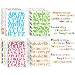 Noveread 1092 Pcs Gold Letter Sticker 24 Sheets Alphabet DIY, Colorful