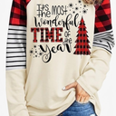 Women's Christmas Shirts Holiday Outfits Xmas Graphic Plaid Striped Raglan Long Sleeve Tops, S
