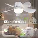 Socket Fan Light with Remote Control, Portable Small Ceiling Fan with Lights for Bedroom, Kitchen, Living Room, with Dimming Function, 1000 Lumens, Screws into E26/E27, 16.54 Inches Diameter