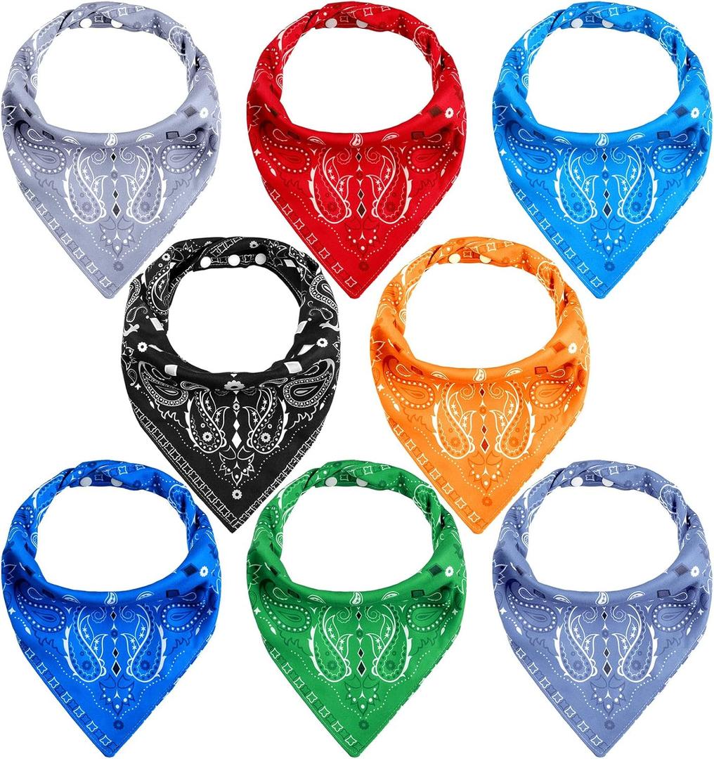 Jiuguva 8 Pack Adults Drool Bandana Bibs Paisley Large Soft Neutral Bibs Absorbent Bandana Set for Special Needs Men Women Elderly 8 Colors