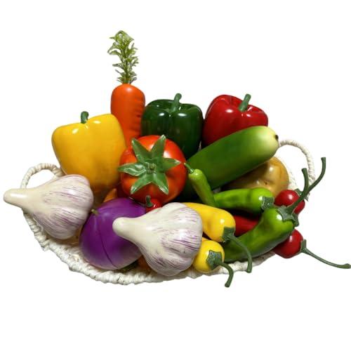 22pcs Realistic Artificial Fake Vegetables, Artificial Vegetables for Decoration, Home Kitchen Decor,PU Simulation Vegetable,Artificial Bell Peppers