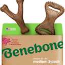 Benebone 2-pack Wishbone/Dental Durable Dog Chew Toys, Dog Toys for Aggressive Chewers, Real Bacon, Made in USA, Medium