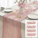 FEXIA 4 Pack Table Runner Dusty Pink Cheesecloth 35x120 Inches Boho Gauze Table Runner Burnt for Wedding Decor Reception Bridal Shower Centerpiece Engagement
