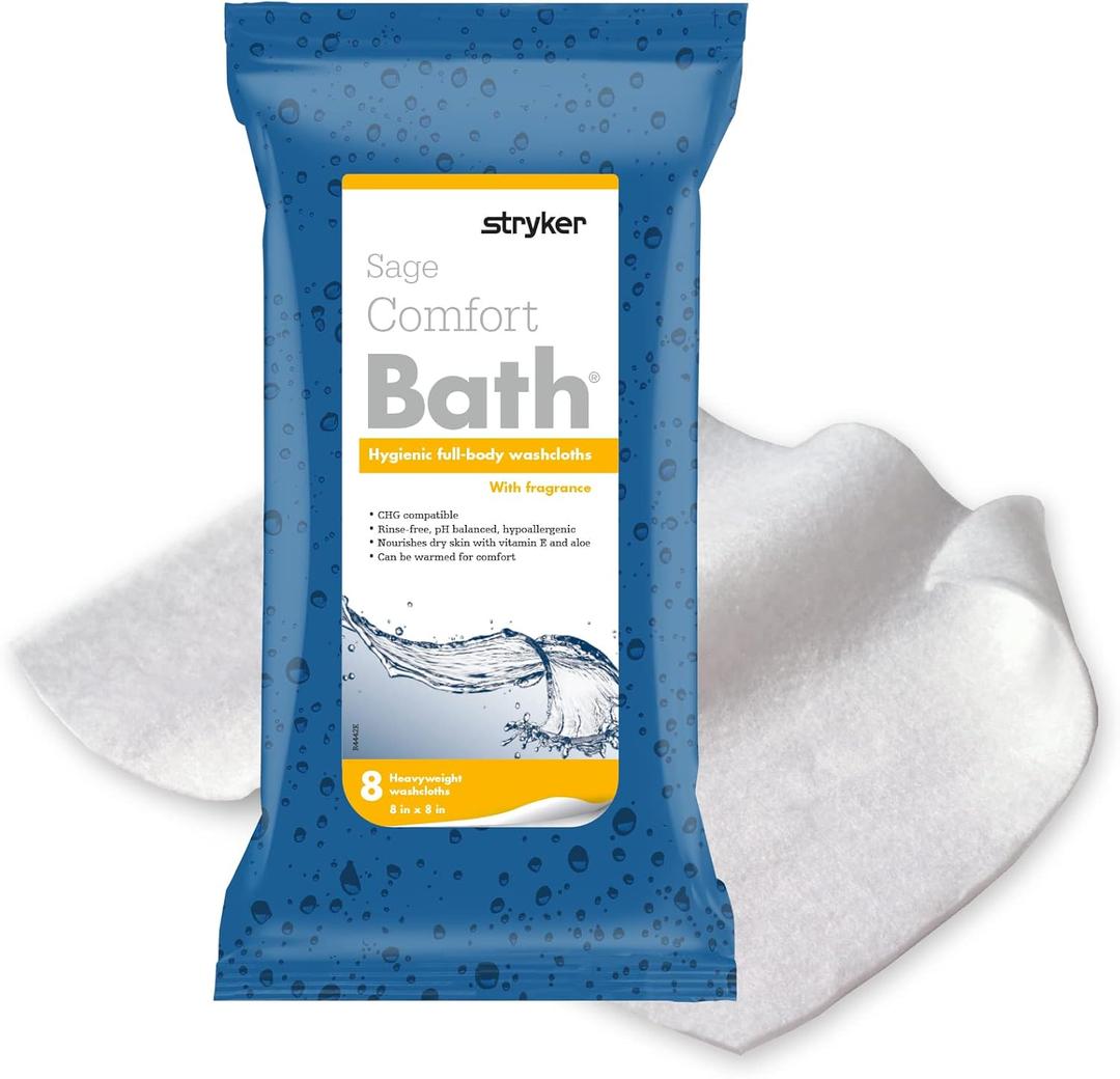 Comfort Bath Cleansing Washcloths - 22 Packages, 176 Cloths - No Rinse Bathing Wipes, Ultra-Soft and Thick Heavyweight Cloth, Light Fragrance