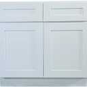 Brookings Shaker Unassembled Base Kitchen Cabinet B48, 48 W x 24 D x 34.5 H, Painted White, Solid Wood, Design House, 561423