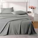 ROSE&RISY Light Grey Queen Sheet Set, 4 Pieces Soft Bedding Queen Sheet Set, Breathable and Cooling,Includes 1 Fitted, 1 Flat, 2 Pillow Cases - Deep Pocket (Light Grey, Queen)