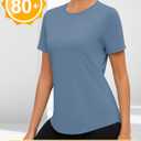 Blingfit Workout Tops for Women Short Sleeve Yoga Shirts Sports Gym Tshirts Quick Drying Running Top UPF 80+ Sun Protection (Blue, XL)