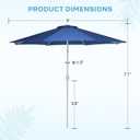 Aoodor 9 Ft Patio Market Umbrella, Outdoor Table UV Protection Umbrella with 8 Sturdy Steel Ribs, Push Button Tilt and Crank for Garden, Deck, Backyard, Poolside