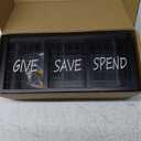 Spend Save Give Money Saving Box  Wooden Piggy Bank for Adults & Kids, Wall-Mount Small Money Box for Cash & Coins, Countertop Money Saver Coin Bank  Visualized Wooden Box for Learning to Save