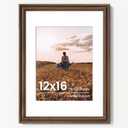 12x16 Picture Frame, USA-Sourced Walnut Wood Picture Frame 12 x 16, Photo Frame with High Tempered Glass, 12 by 16 Wooden Frame Matted to 8.5x11 Photo Wall Mounted, 1 Pack