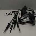 Dynaming 2 Pack Solar Flame Hanging Lights Outdoor, Halloween Solar Flickering Flame LED Garden Lanterns with 2 x 38 Inch Shepherd Hooks, Christmas Lighting for Lawn Patio Yard Pathway Driveway (Warm White)