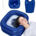2-in-1 Inflatable Shampoo Basin with Bib & Drain Hose - Portable Hair Washing Station for Bedridden, Elderly & Kids - Deep Blow Up Shampoo Bowl for Locs Detox Tub, ACV Rinse & Home Sink