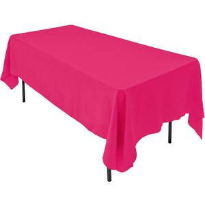 60 x 126-Inch Rectangular Polyester Tablecloth - Made in USA - Wrinkle-Resistant, Flame Retardant, Durable Party Table Cover, Banquet Tablecloth, Wedding Table Cover - Fuchsia