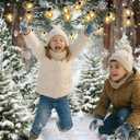 Winter Forest Scene Backdrop 7x5FT Christmas Tree Snowy Snowflake Wonderland Scene Photography Background Winter Holiday Party Decorations Supplies Photo Props