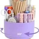 Camelmother Pen Holder For Desk With 5 Slots 360Rotating Pencil Holder Makeup Organiezr Teacher Supplies Office decor (purple)
