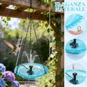 Hanging Bird Bath Fountain, Cascading Outdoor Birdbath with Glass Bowl, USB-Powered Water Feature for Garden, Patio, Yard Decor, Attracts Hummingbirds & Wild Birds