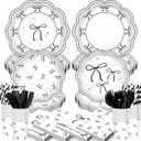 168PCS Black White Bow Birthday Party Decorations Paper Plates Napkins Cups Forks Knifes Tableware Set Bowknot Themed Supplies Bachelorette Wedding Bridal Shower Decor Serve 24 Guests