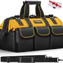 Tool Bag, 15-inch Wide Mouth Tool Organisers, 600 Denier Large Tool Bag for Home DIY & Equipment Storage, Yellow and Black