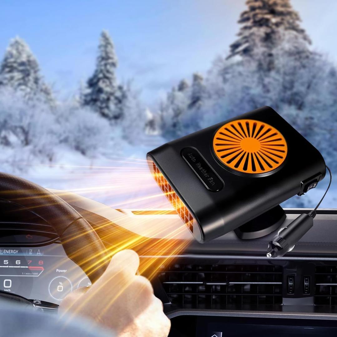 Portable Car Heater for Vehicle, 12V Car Heater Portable, Portable Heater for Car, 360° Rotatable Car Defroster Windshield Heater,Car Heater That Plugs Into Cigarette Lighter(Orange)
