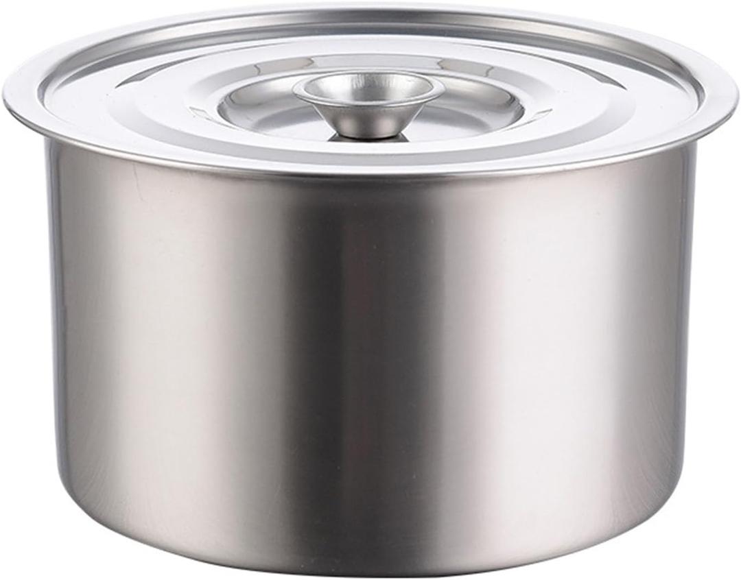 Stainless Steel Seasoning Box, 7in/18cm Stock Pot with Lid Small Cooking Pot for Soup Kitchen Condiment Storage