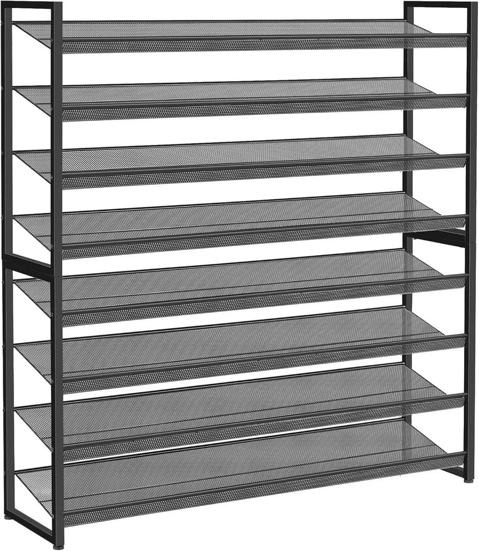 Shoe Rack, Large Metal Shoe Organizer,Max Holds 50 Pairs,8 Tier Shoe Storage Shelf for Garage,Closet,Entryway, Black