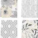 Artoid Mode Silver Floral Leaves Boho Kitchen Towels Dish Towels, 18x26 Inch Seasonal Decoration Hand Towels Set of 4