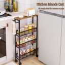 AZERPIAN Slim Rolling Cart 4 Tier Narrow Storage Cart on Wheels with MDF Board Top and Metal Handle for Small Space Kitchen Living Room Home Office Pantry Bathroom Laundry Room(16.545.1230.31 inch)