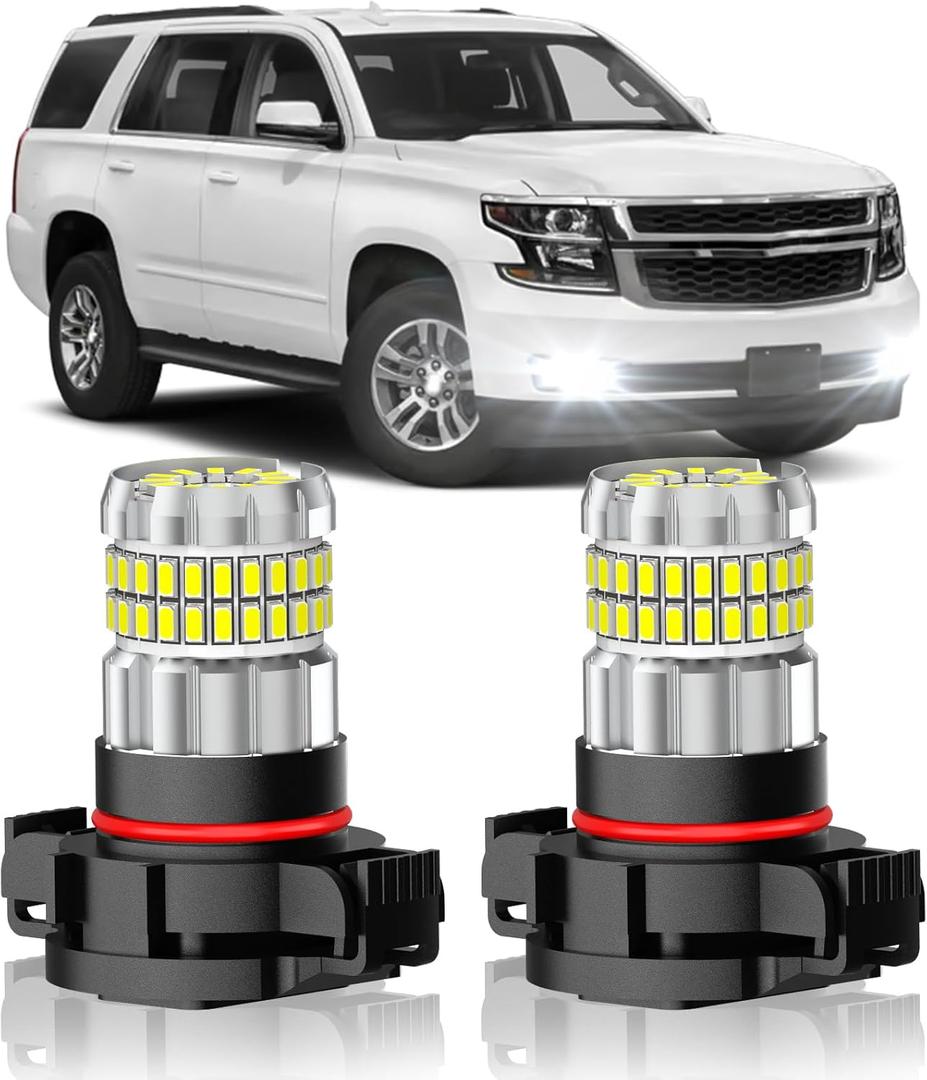 Fit for Chevy Tahoe 2007-2022 Fog Light Bulbs or DRL, 13000LM Super Bright 360 Illumination 5202/H16 Fog Lights, 6000K Cool White Upgraded 4014 Chips Fog Lamp, Pack of 2