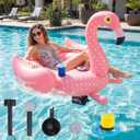 Motorized Pool Float for Adult, Pool Inflatable Lounger Chair Electric River Tube Floating with Pusher Handles Cup Holder and Pump for Party Beach Summer Fun