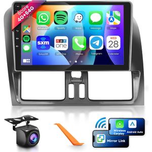 8 CORE 4G+64G Car Radio Stereo for Volvo XC60 2008-2013, Wireless CarPlay/Android Auto 9 Inch 1280 * 720P IPS Touch Screen Android 13 GPS WiFi Bluetooth 32-Band DSP HD Backup Camera