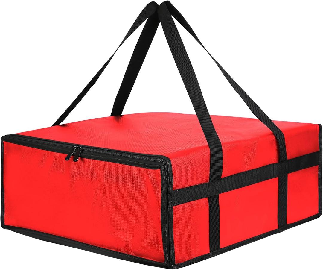 musbus Pizza Carrier Insulated Bags Large for Deliveries, Insulated Pizza Carrier Delivery Bag 20x20 Food Bag for Personal and Professional Use (20W x 20D x 6H, Red)