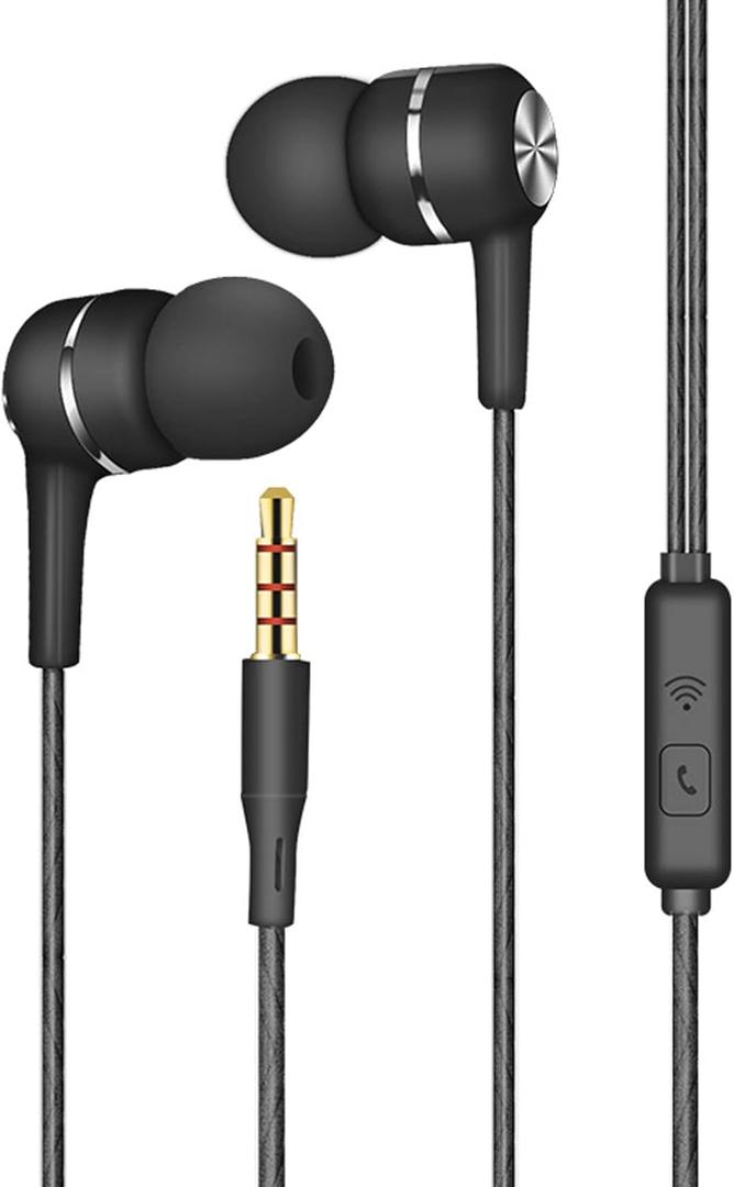 Wired in-Ear Earbuds with Microphone, Stereo Sound, 10mm Bass Driver, Noise Isolating Earphones with Volume Control, Comfortable Fit for Phone, Laptop, Tablet