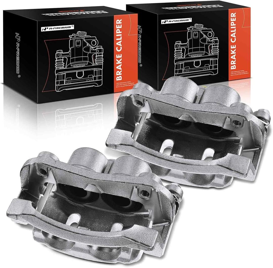 A-Premium Disc Brake Caliper Assembly with Bracket Compatible with Select Infiniti and Nissan Models - QX56, QX80, Titan, Armada - Front Driver and Passenger Side, 2-PC Set