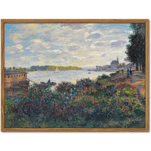 Framed Claude Monet Wall Art – Vintage Landscape Painting Wall Decor, Impressionist Living Room Wall Art, Classic Aesthetic Canvas Prints for Bedroom Kitchen Bathroom – 16"x24"