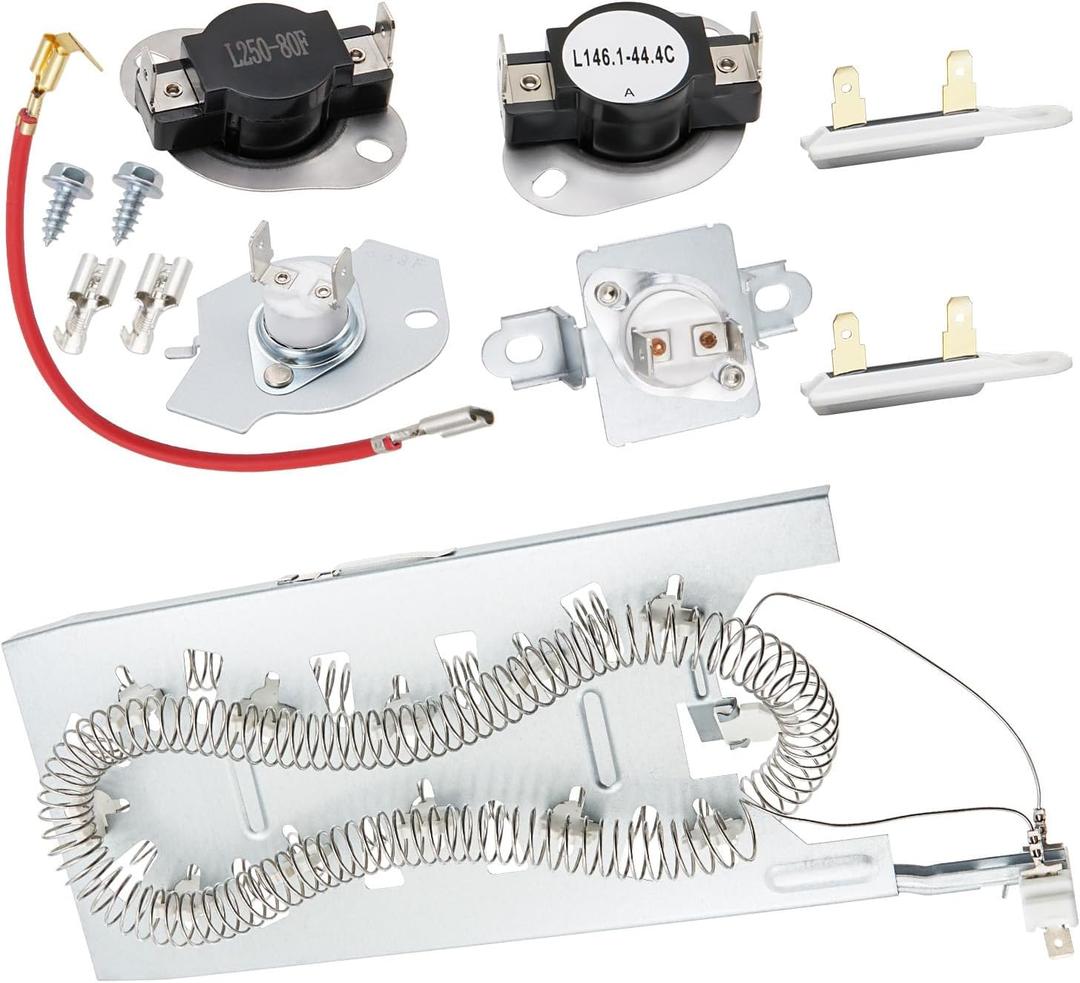 Dryer Heating Element Kit Fit for Whirlpool GEW9250PW0 GEW9200LW0 GEW9200LW1 GEW9250PW1 GEW9200LL1 GEQ9800PW1 GEQ9800PW2 GEW9200LQ0 GEW9200LQ1 GEW9200LT1 GEW9250SU0