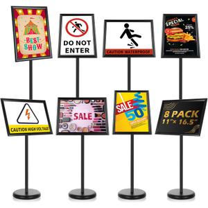 LElFlIDE 8 Pack Black 11.7 x 16.5" A4 Adjustable Pedestal Sign Holder