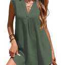 Halife Womens Sleeveless Swimsuit Coverup V Neck Bathing Suit Cover Ups Summer Swimwear Bikini Beach Cover Up Dress (XX-Large, Army Green)