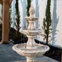 XBrand 51" 3-Tier Outdoor Waterfall Fountain, Weather-Resistant Resin Freestanding Water Feature with Pump, Beige