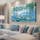 Large Water Lilies by Claude Monet Canvas Wall Art Famous Painting - Classic Canvas Art Wall Decor Picture Print with Framed for Home Office Wall Decor-24" x36"