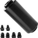 BARTOO Universal 50MM 100 Micron Inline Fuel Filter with 6AN 8AN 10AN Adapter For Filtering Gasoline, Diesel, E85-Black