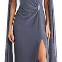 R&M Richards Women's Heavenly Grace Cape Gown (12, Coal)