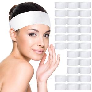 Waydress 140 Pieces Disposable Spa Facial Headbands with Convenient Closure, White Stretch Facial Headwraps Soft Skin Care Hair Band for Women Salons