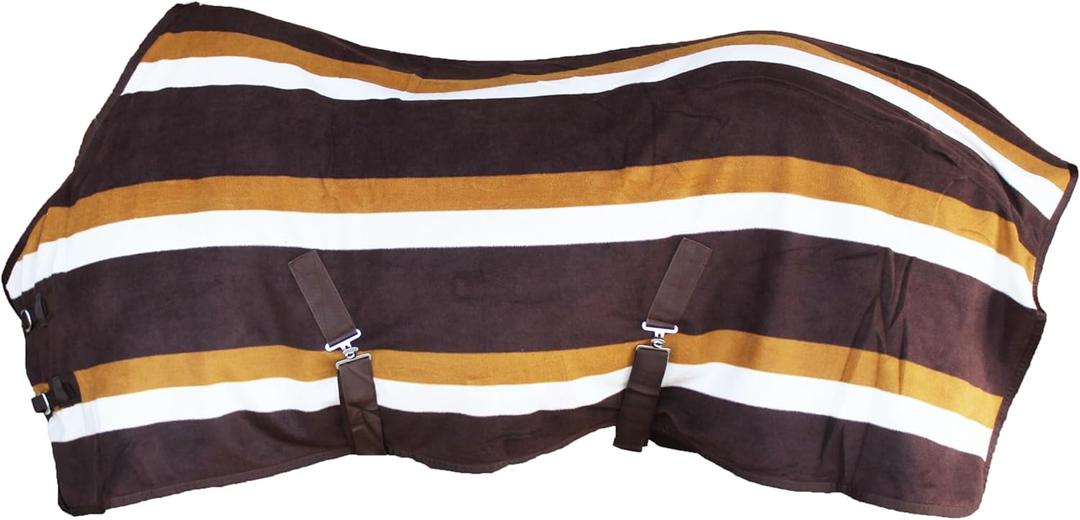 CHALLENGER Horse Polar Fleece Cooler Exercise Blanket Wicks Moisture Winter Liner 43EEFunPrint (84", Brown Striped)